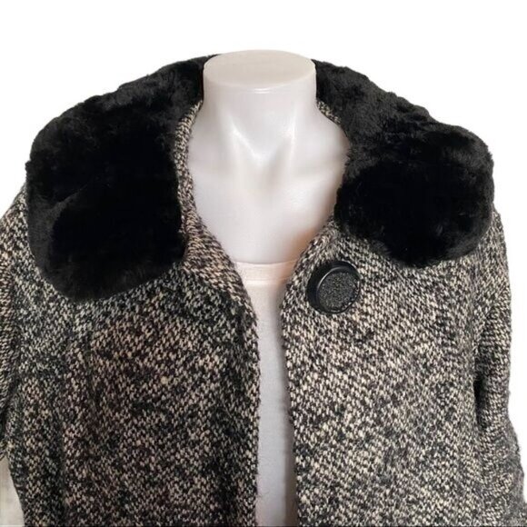 Vintage Livingston Bros Berriege Wool Fur Coat Black & White Fur CollarJacket Si - Picture 3 of 11